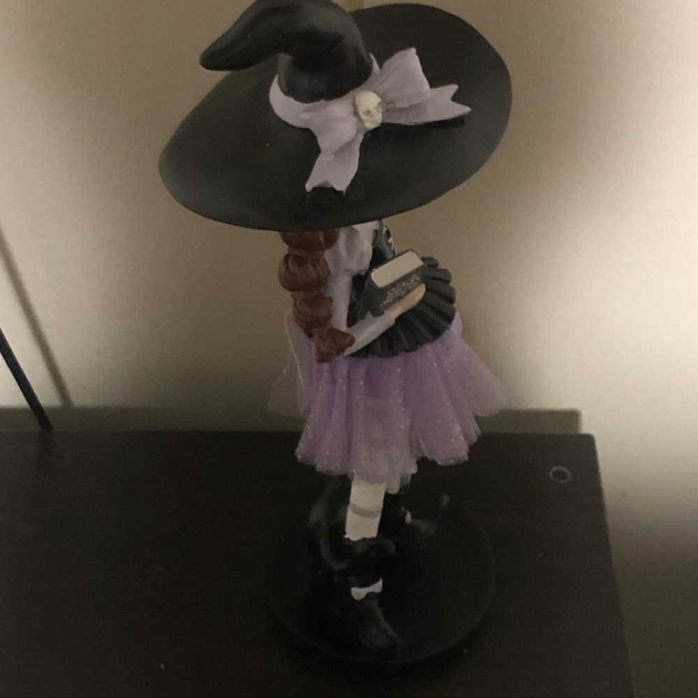 Whimsical Witch Figurine with Black Cat Wand Black Magic Book Halloween 15 Inch - Picture 4 of 5